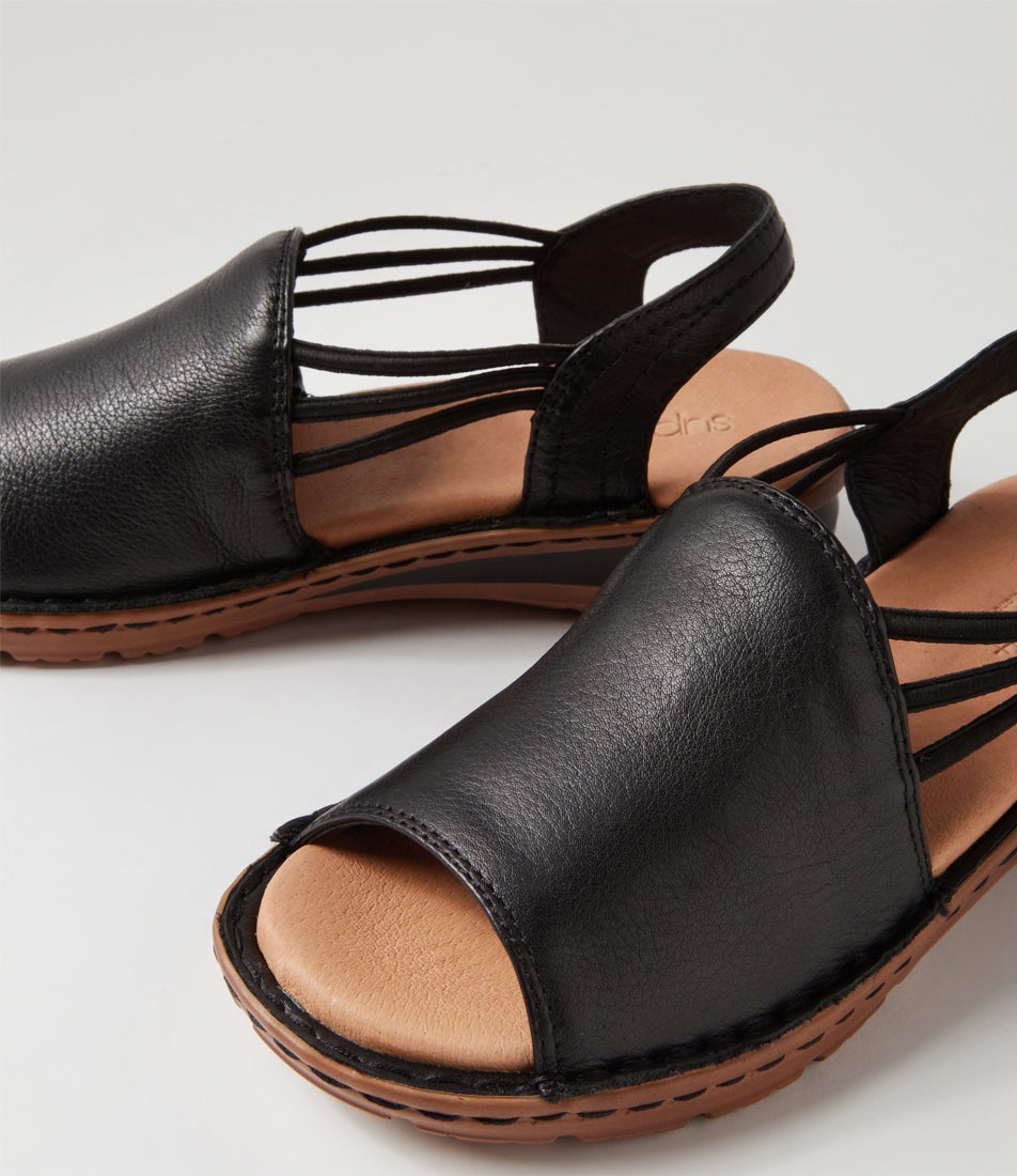 Barrina Black Gum Leather Sandals