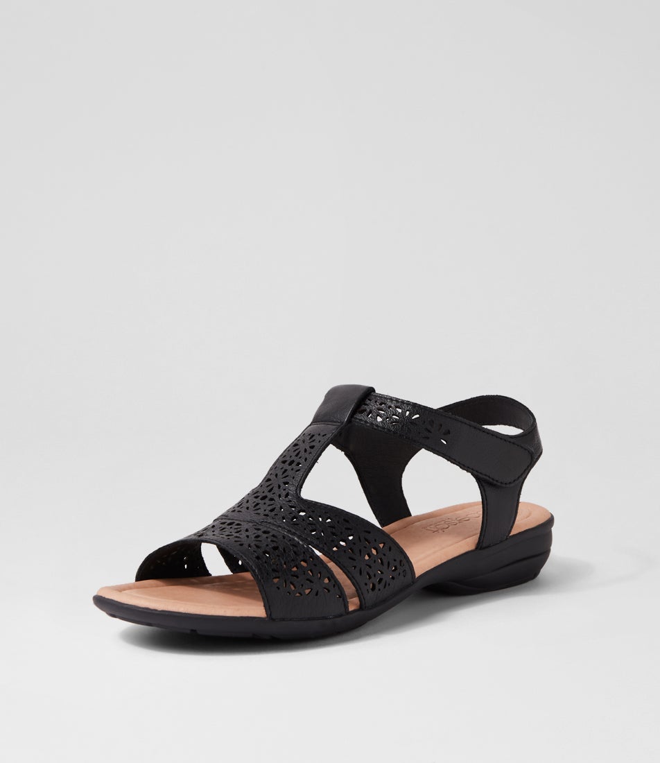 Boom Black Leather Sandals
