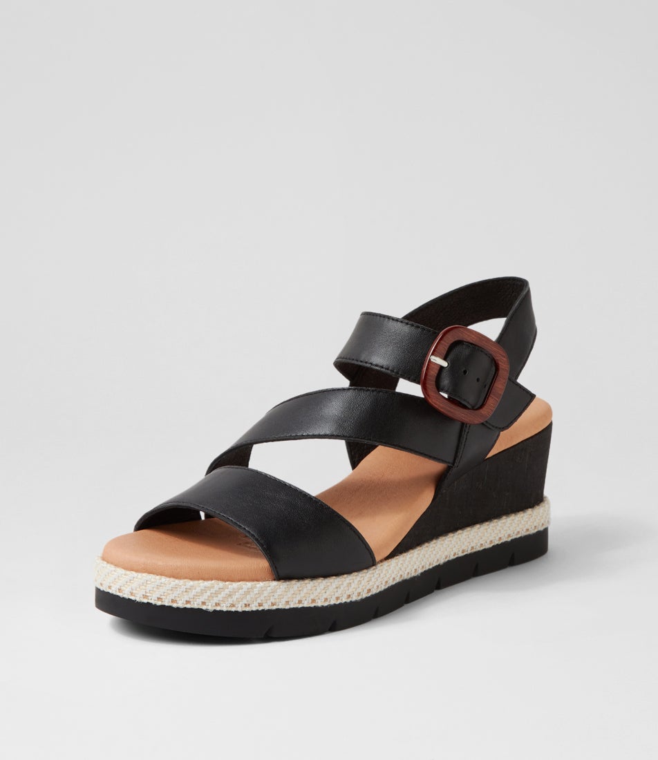 Jennis Black Leather Sandals
