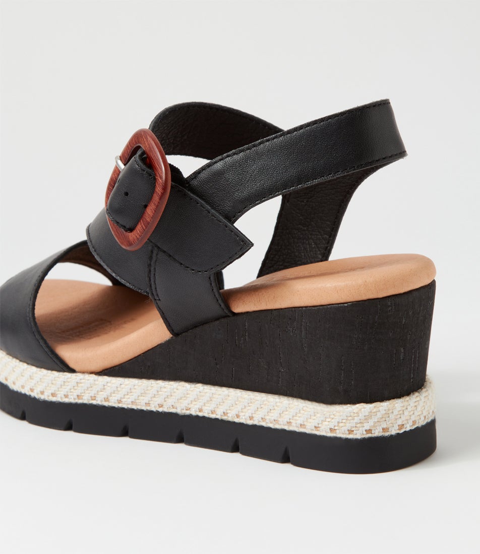 Jennis Black Leather Sandals