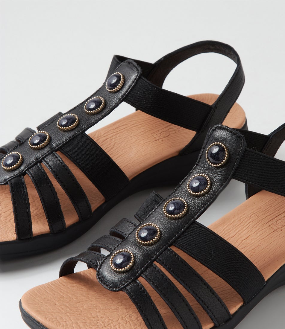 Mason Black Leather Sandals