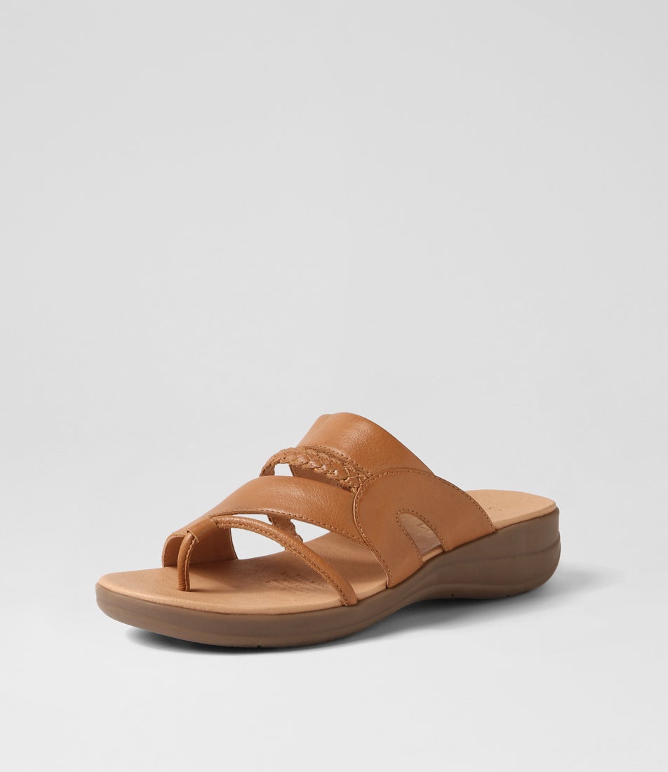 Mia2 Dark Tan Gum Leather Slides