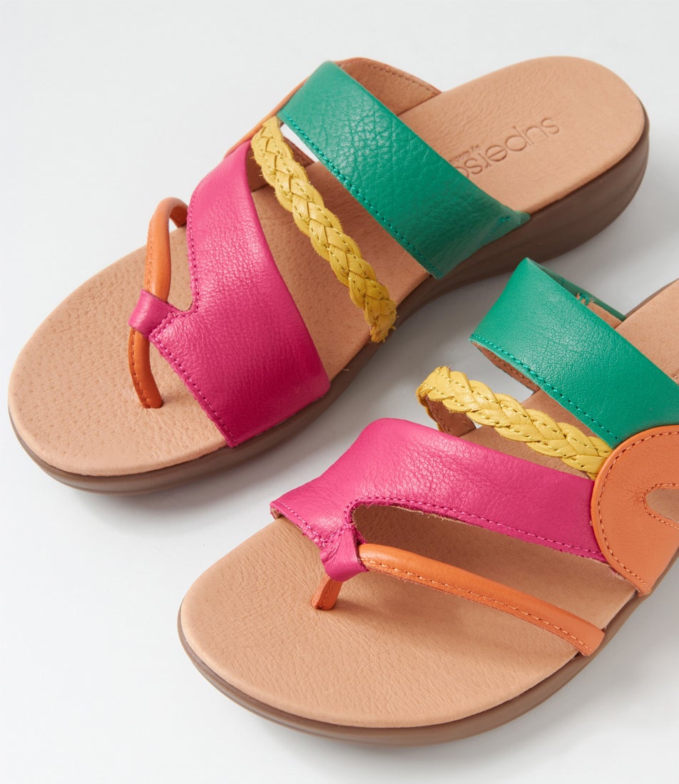 Mia2 Bright Multi Leather Slides