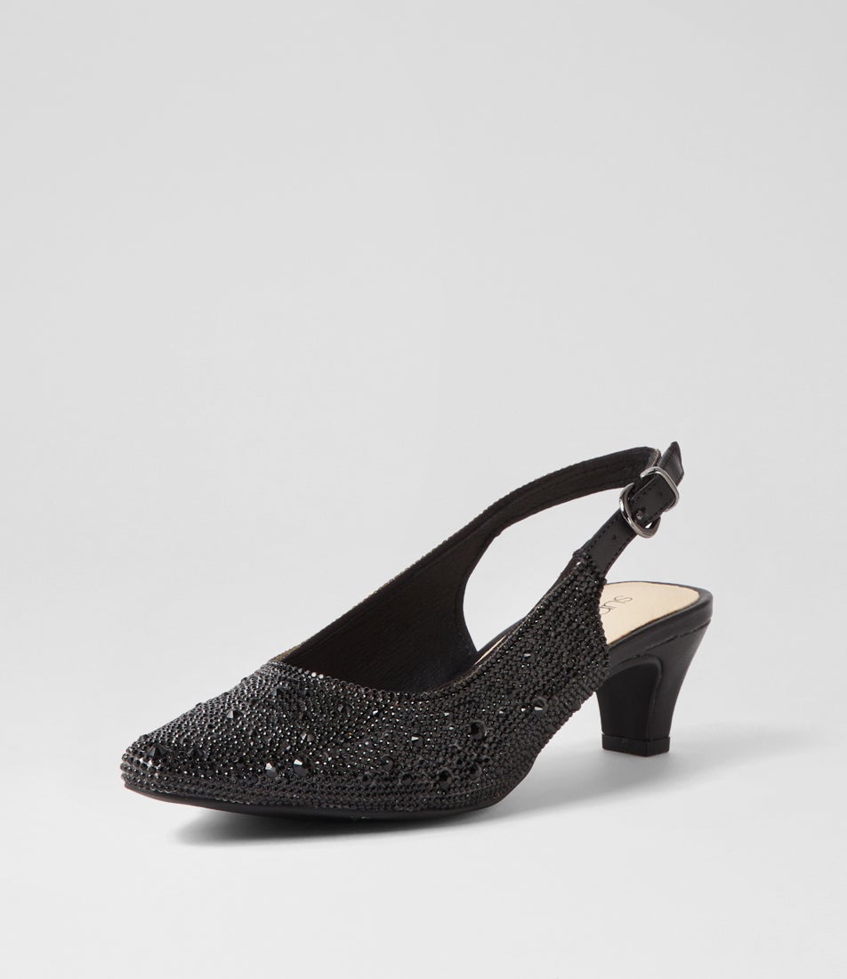 Looloo Black Jewels Leather Heels Looloo Black Jewels Leather Heels