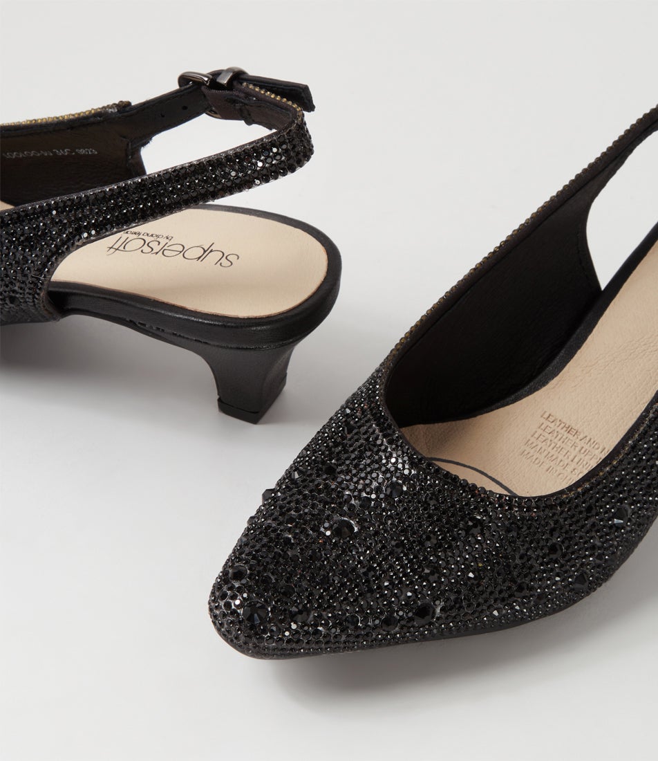 Looloo Black Jewels Leather Heels Looloo Black Jewels Leather Heels
