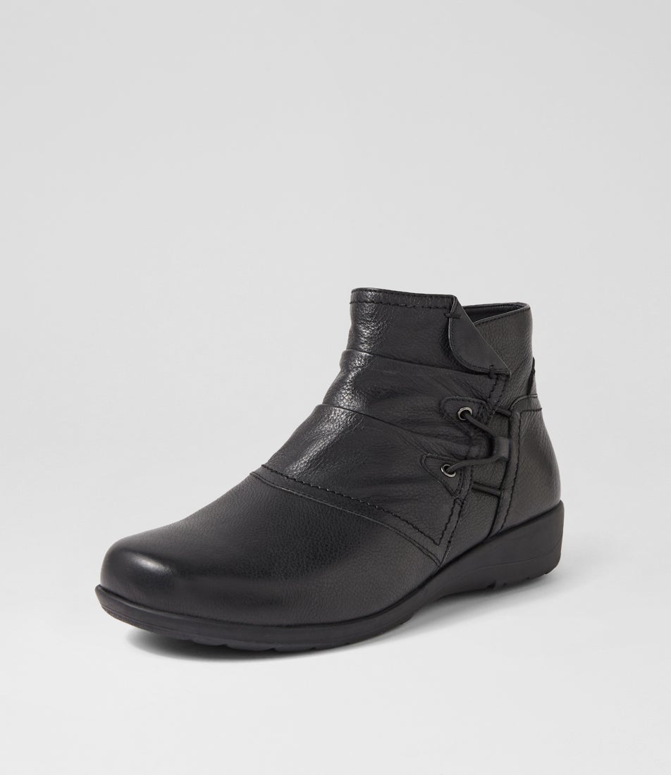 Parisa Black Leather Ankle Boots