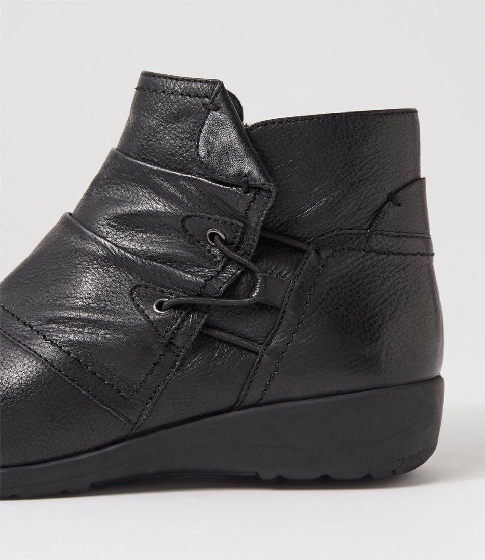 Parisa Black Leather Ankle Boots