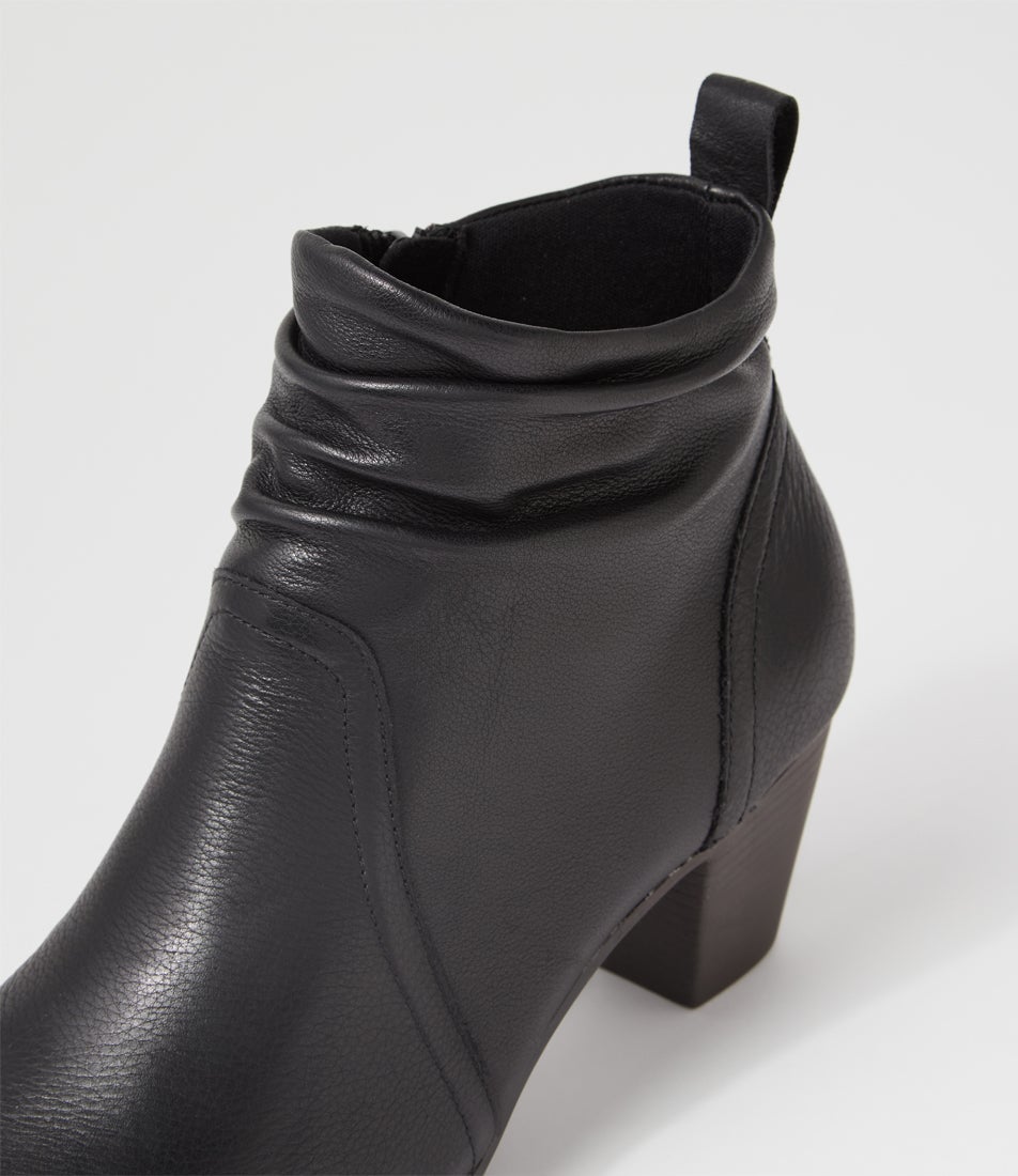 Feliciity Black Leather Ankle Boots
