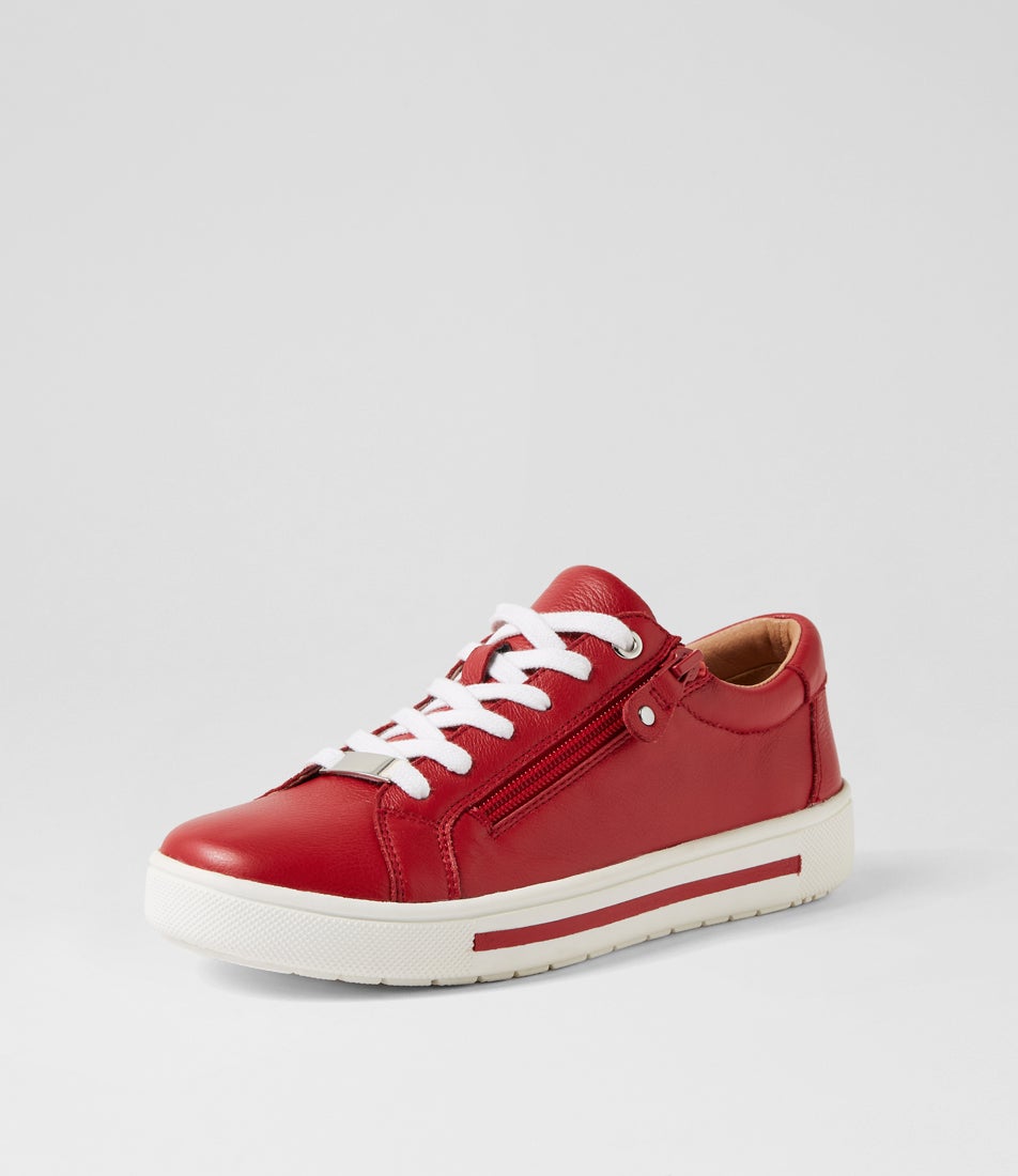 Evone Dark Red Leather Sneakers
