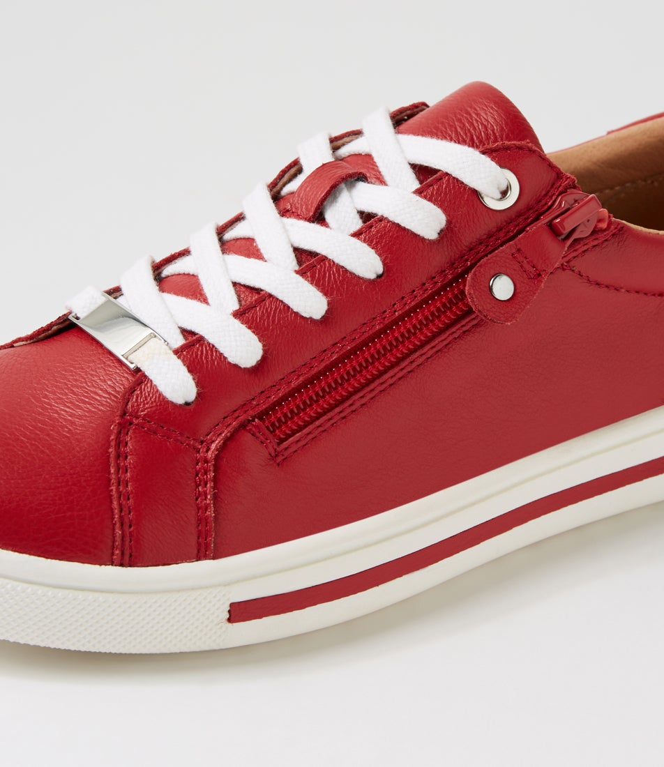 Evone Dark Red Leather Sneakers