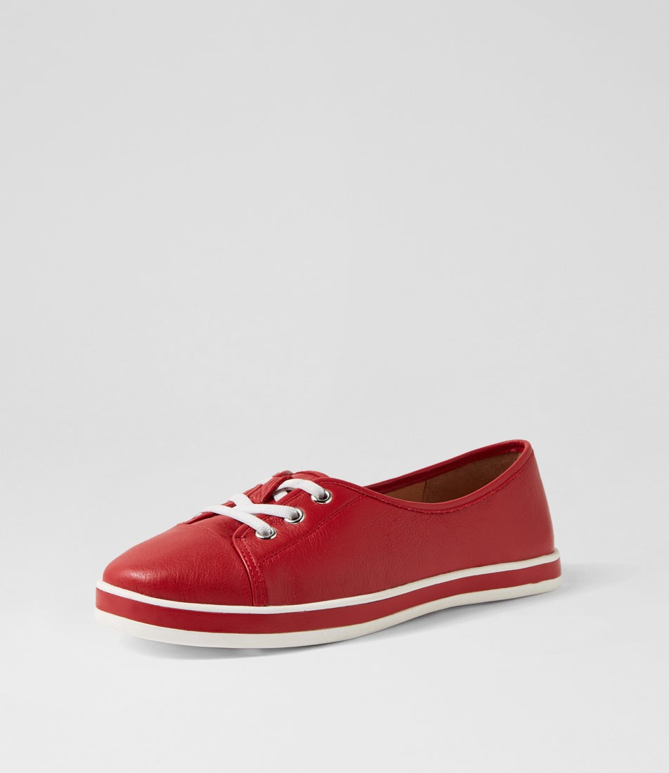 Augusts Dark Red Leather Sneakers