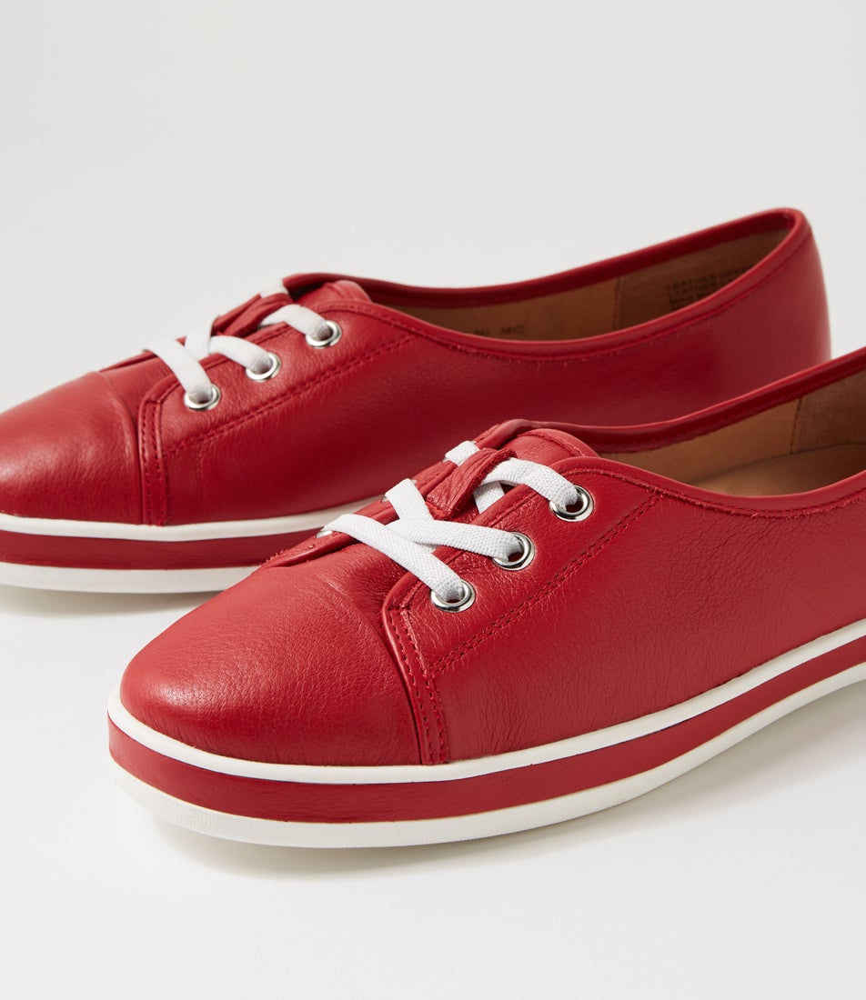 Augusts Dark Red Leather Sneakers