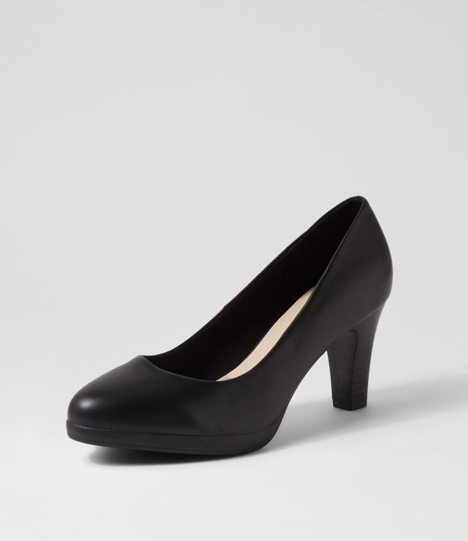 Serina2 Black Leather Heels
