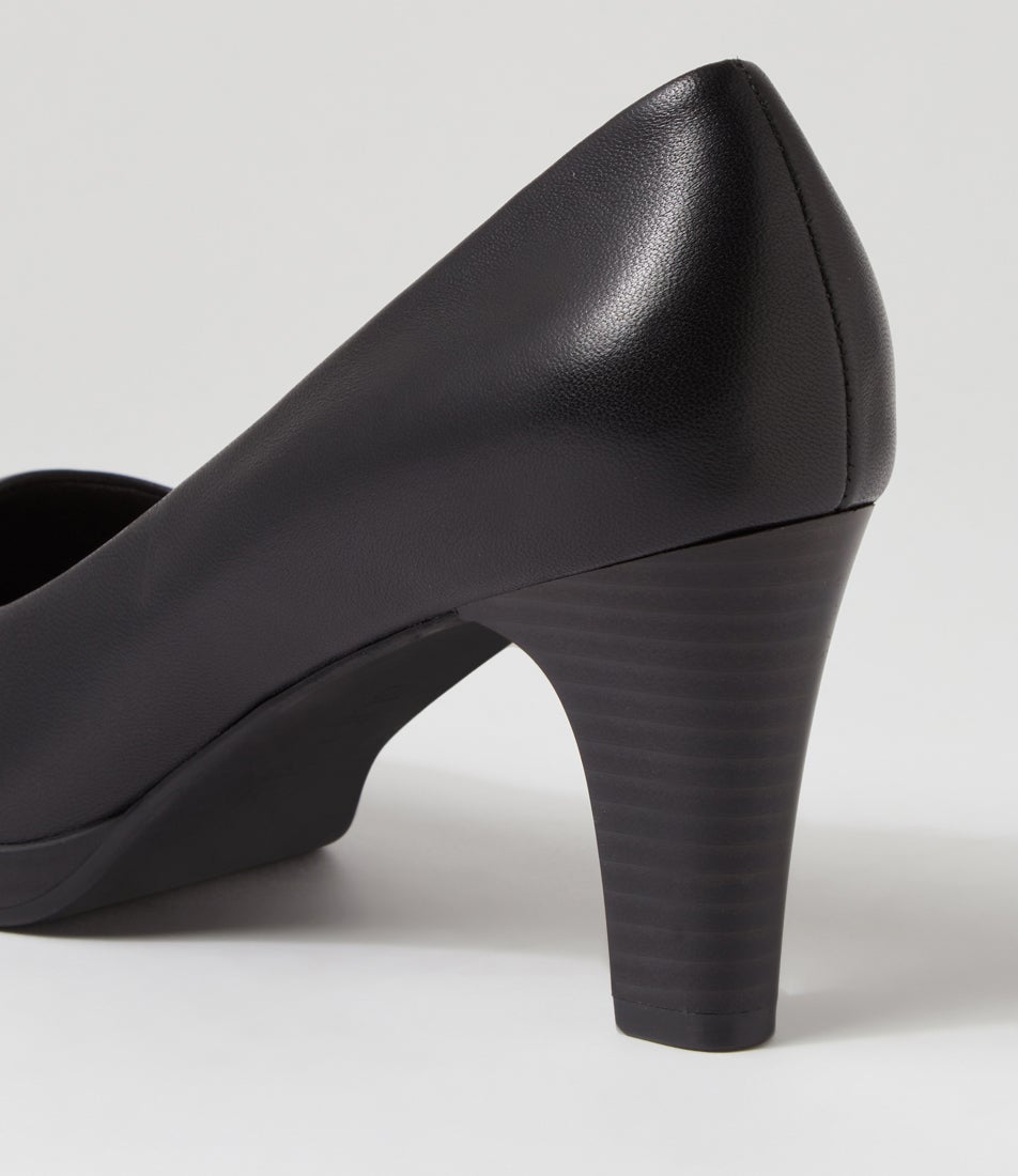 Serina2 Black Leather Heels
