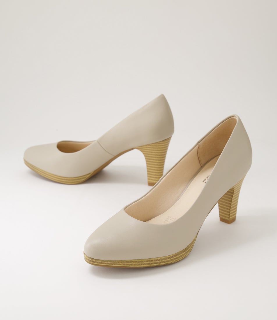 Serina2 Oatmilk Natural Heel Leather Heels