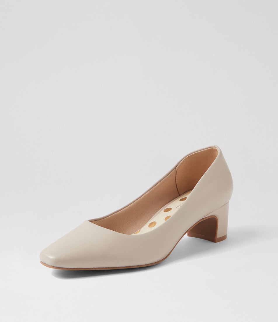 Khloes Oatmilk Leather Heels