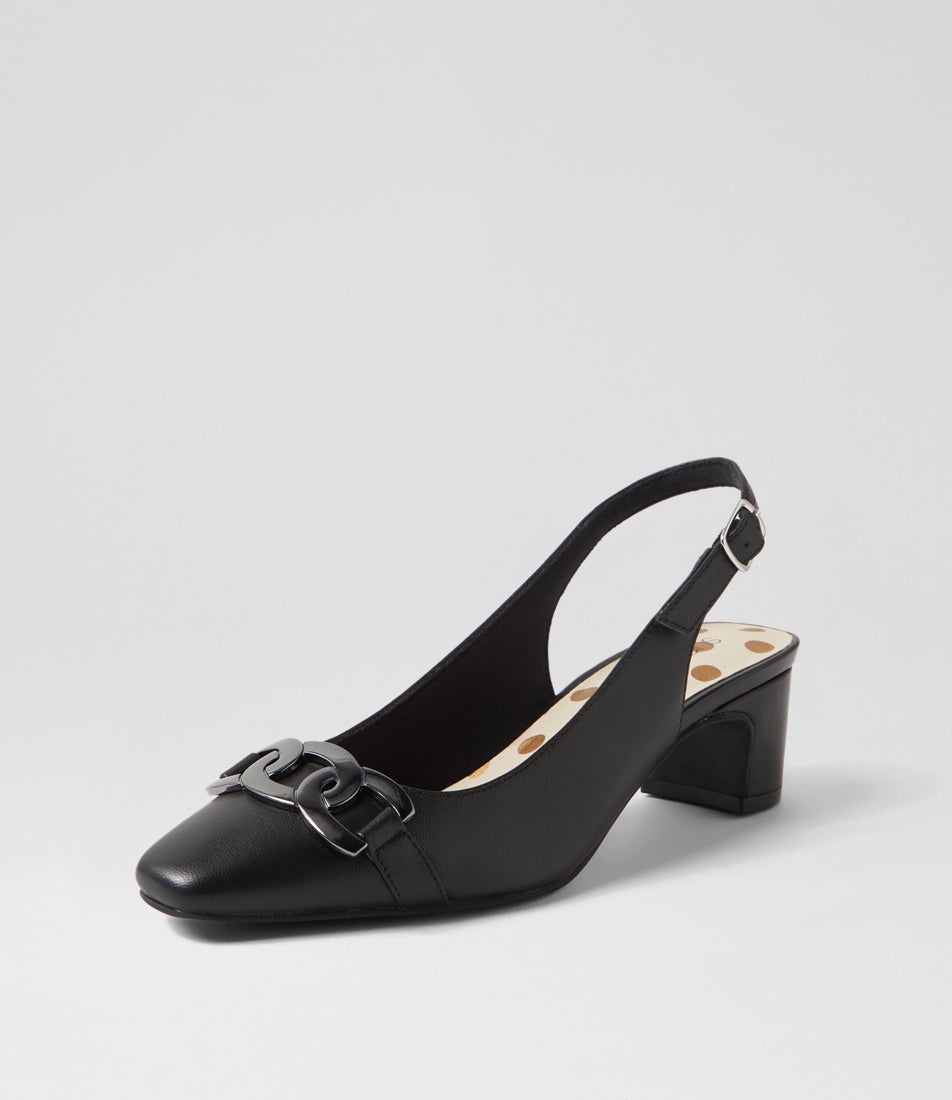 Klever Black Leather Heels