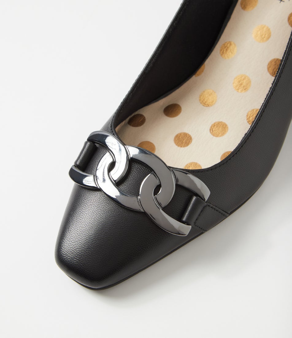 Klever Black Leather Heels