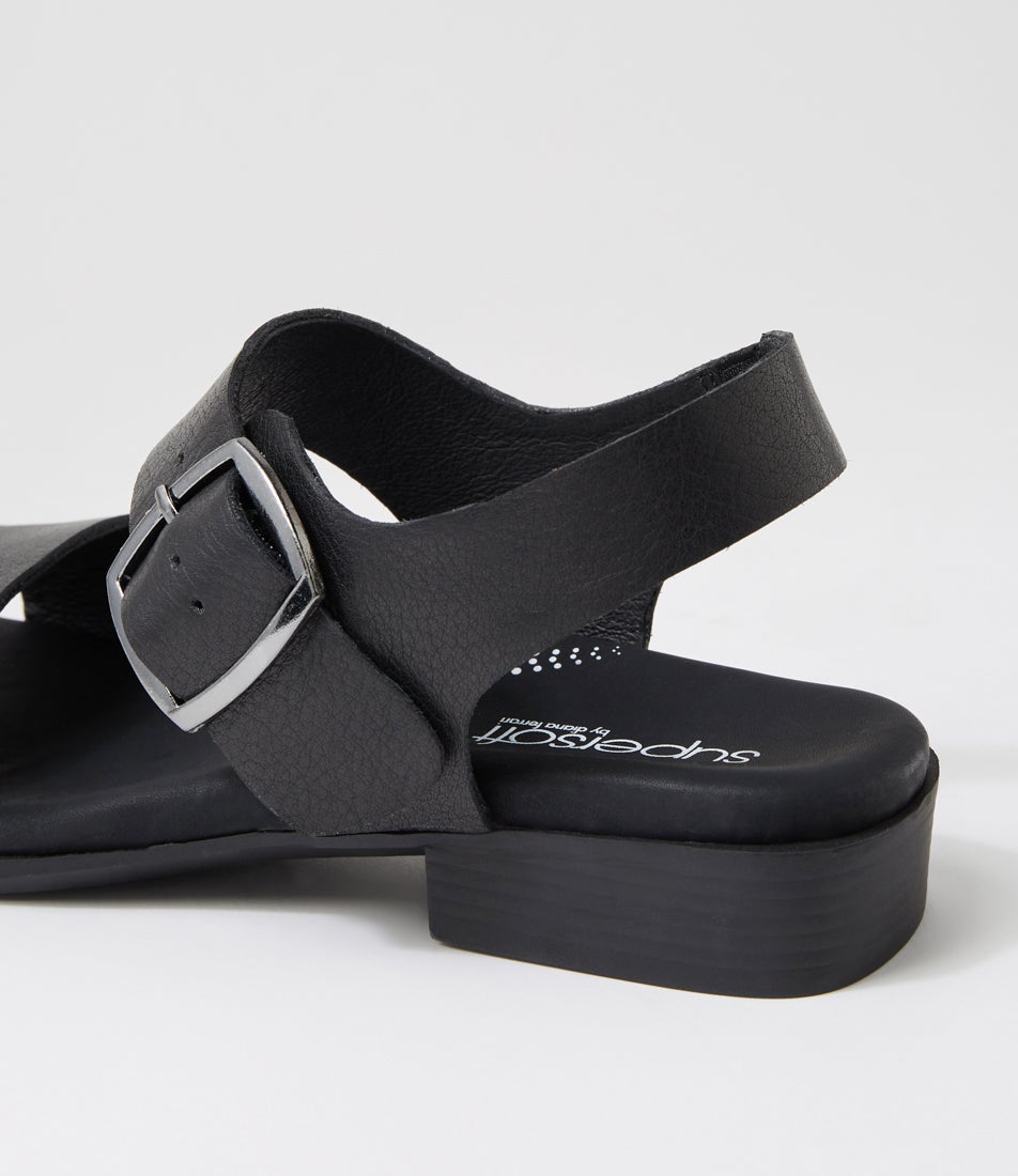 Clariss Black Leather Sandals