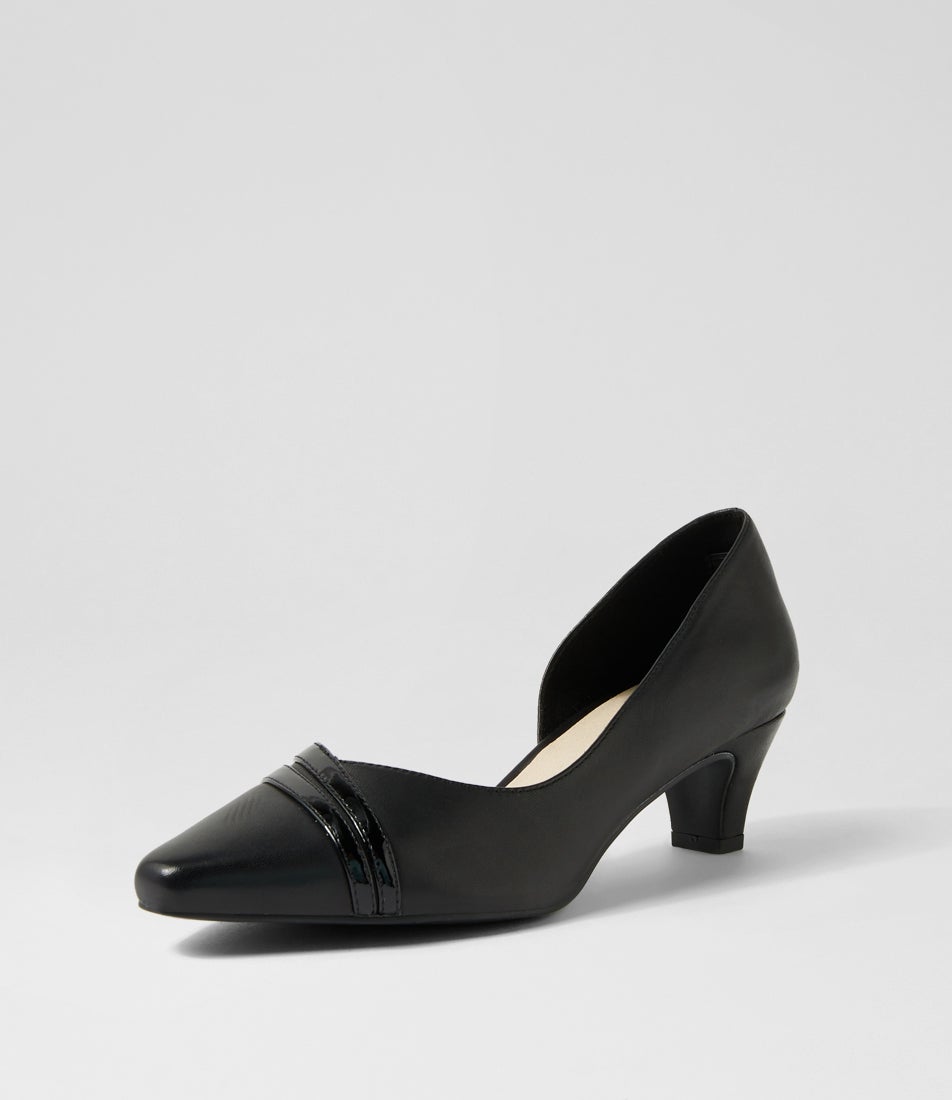Lizzis Black Leather Patent Heels