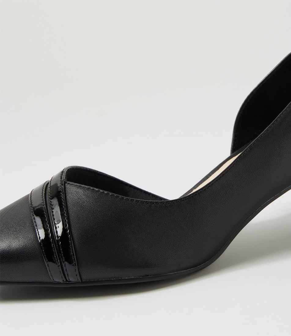 Lizzis Black Leather Patent Heels