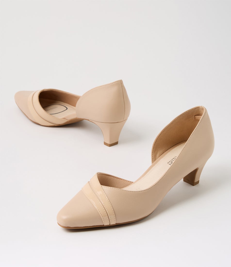 Lizzis Nude Leather Patent Heels