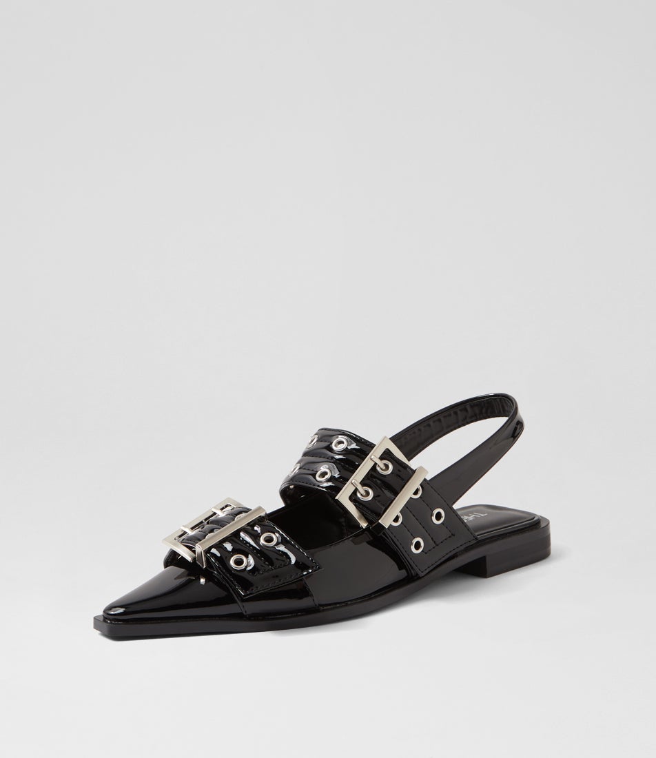 Matilda Black Patent Pu Flat Shoes