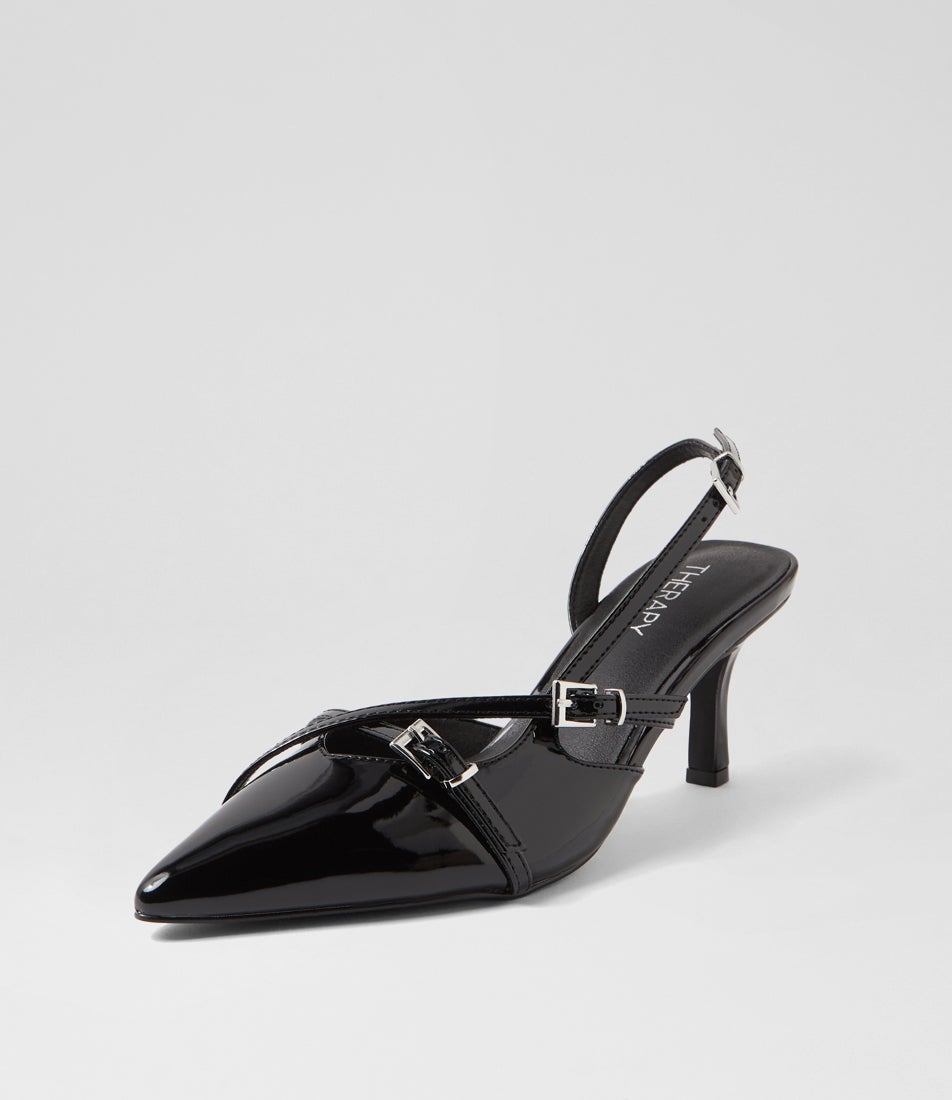 Juicy Black Patent Pu Pump Heels
