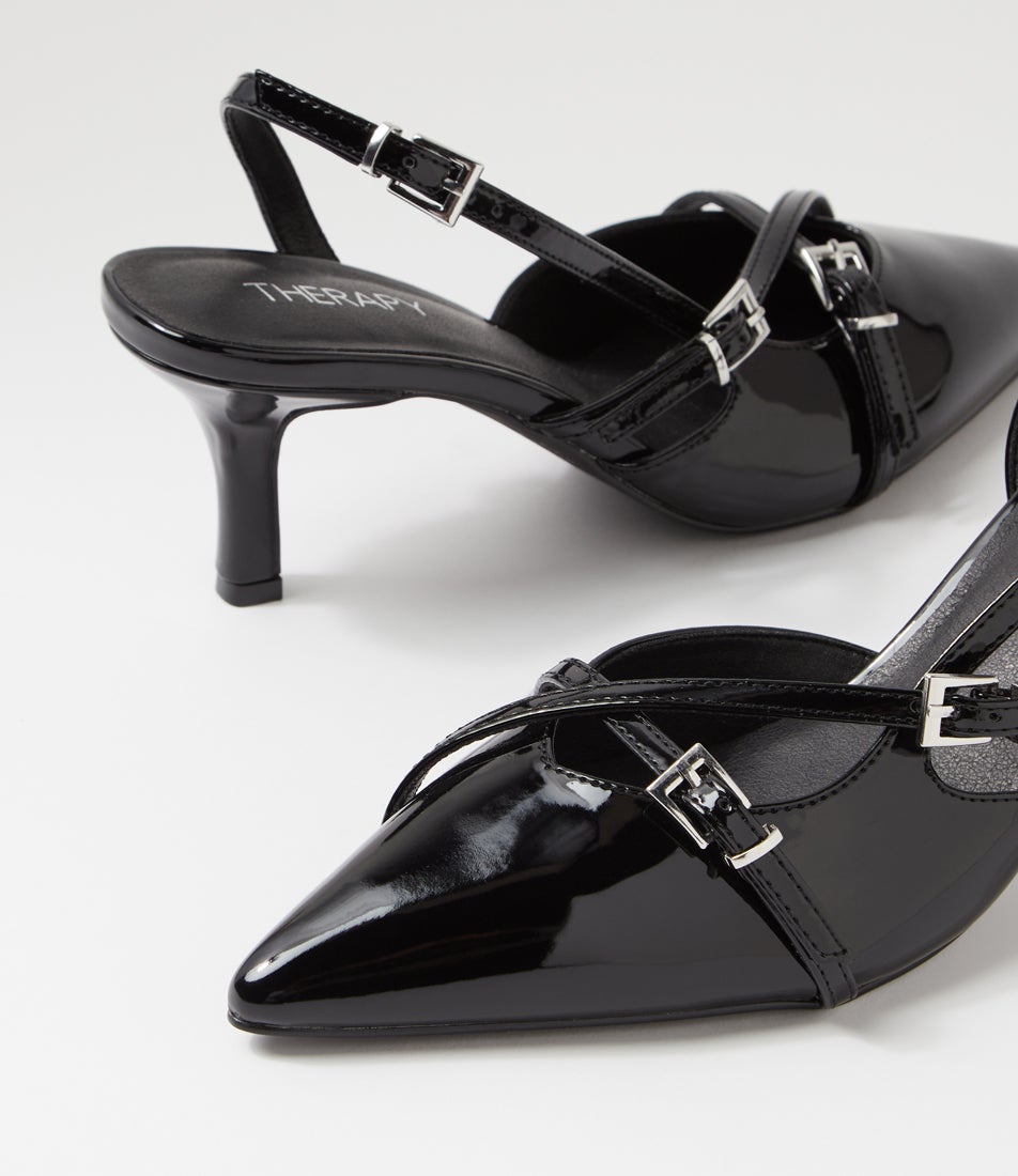 Juicy Black Patent Pu Pump Heels