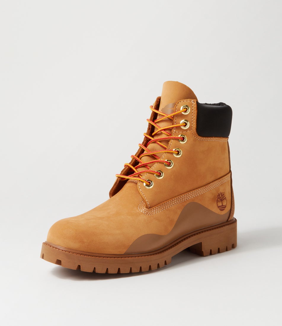 Premium Rubber Wheat Brown Nubuck Lace Up Boots