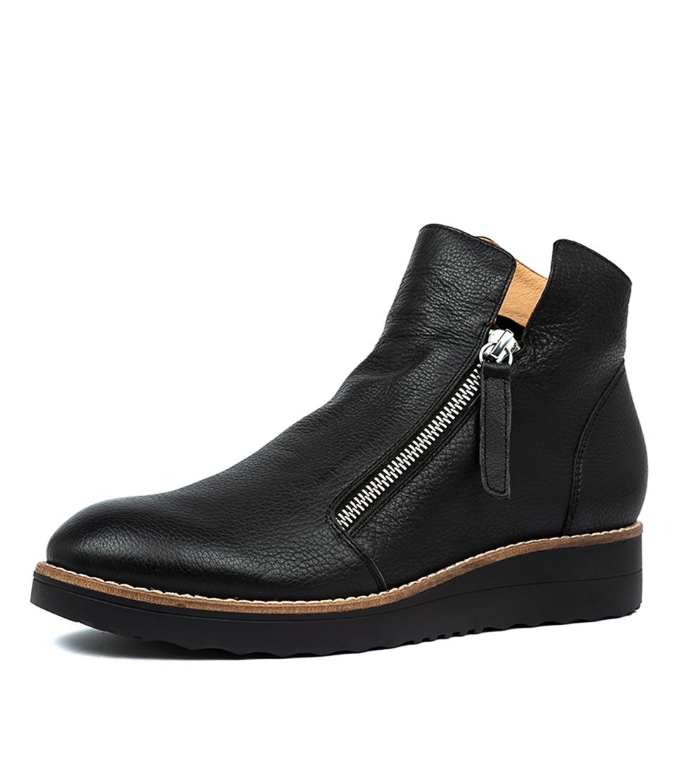 Ohmy Black Black Leather Ankle Boots