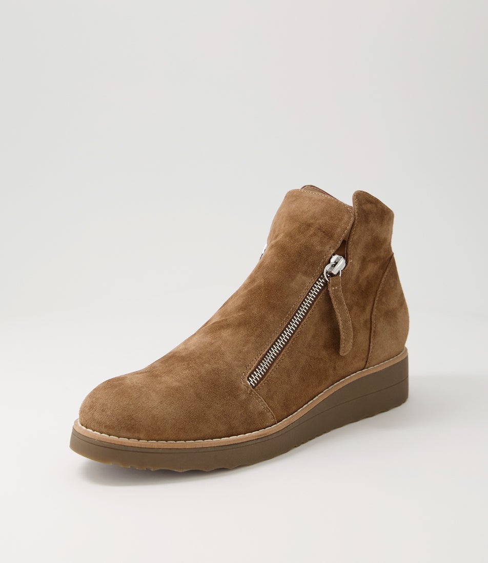 Ohmy Light Choc Suede Ankle Boots