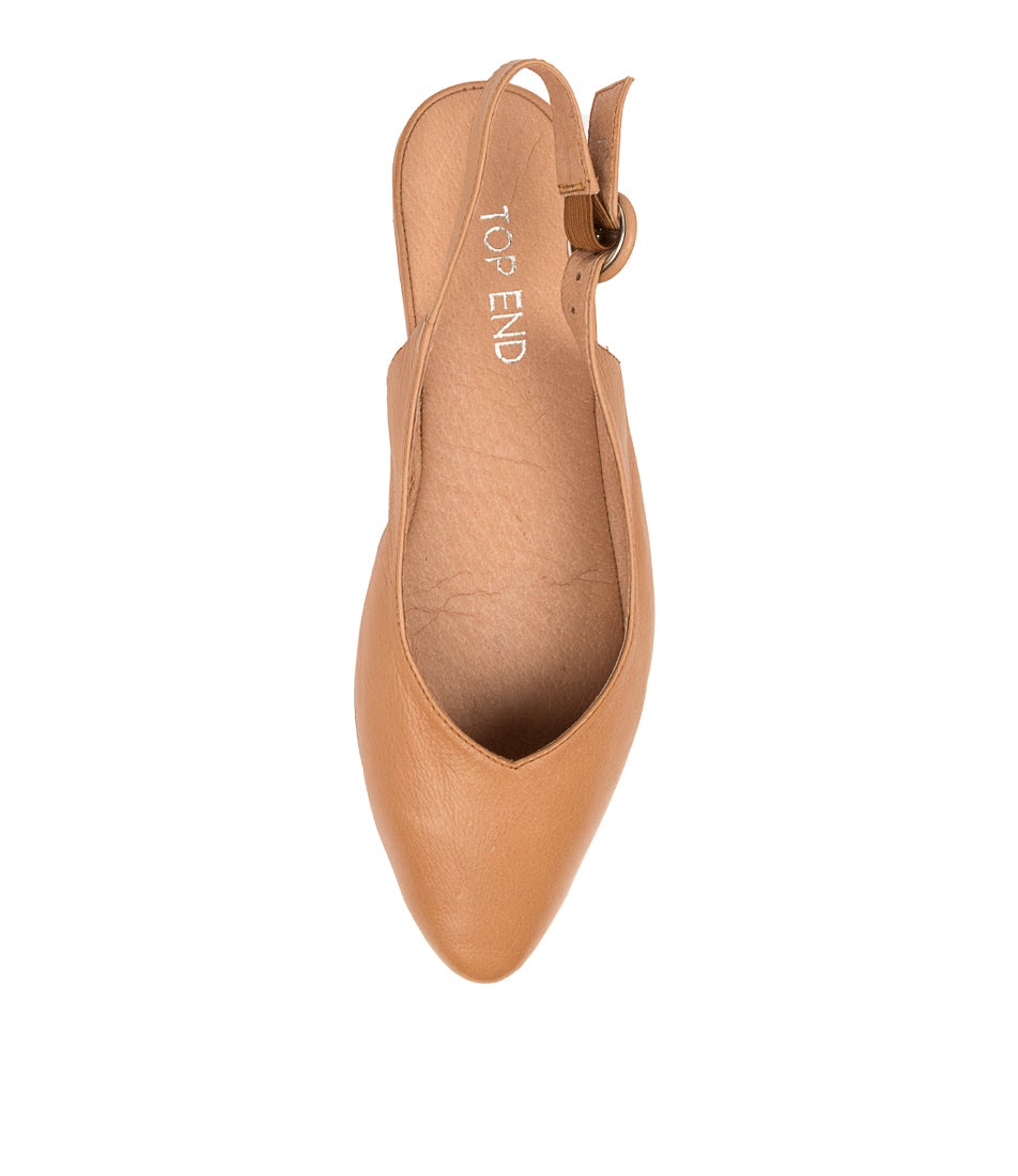 Fairy Dark Tan Leather Flat Shoes