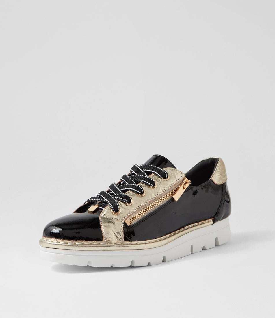 Elos Black Pale Gold Patent Leather Sneakers Elos Black Pale Gold Patent Leather Sneakers