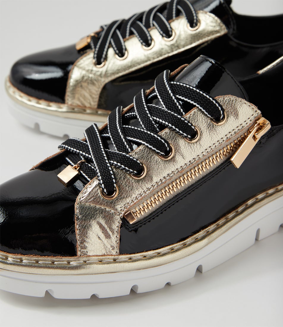 Elos Black Pale Gold Patent Leather Sneakers Elos Black Pale Gold Patent Leather Sneakers