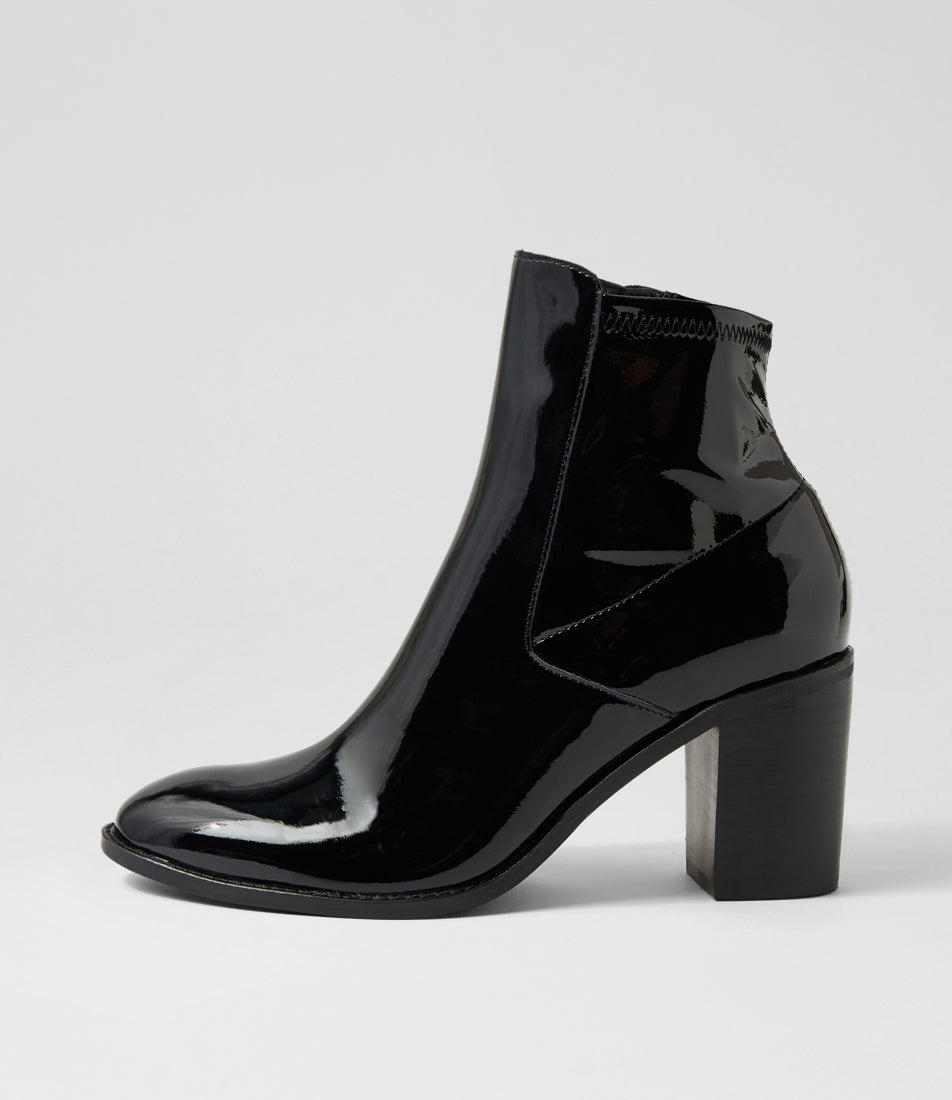 Tuluv Black Leather Stretch Ankle Boots