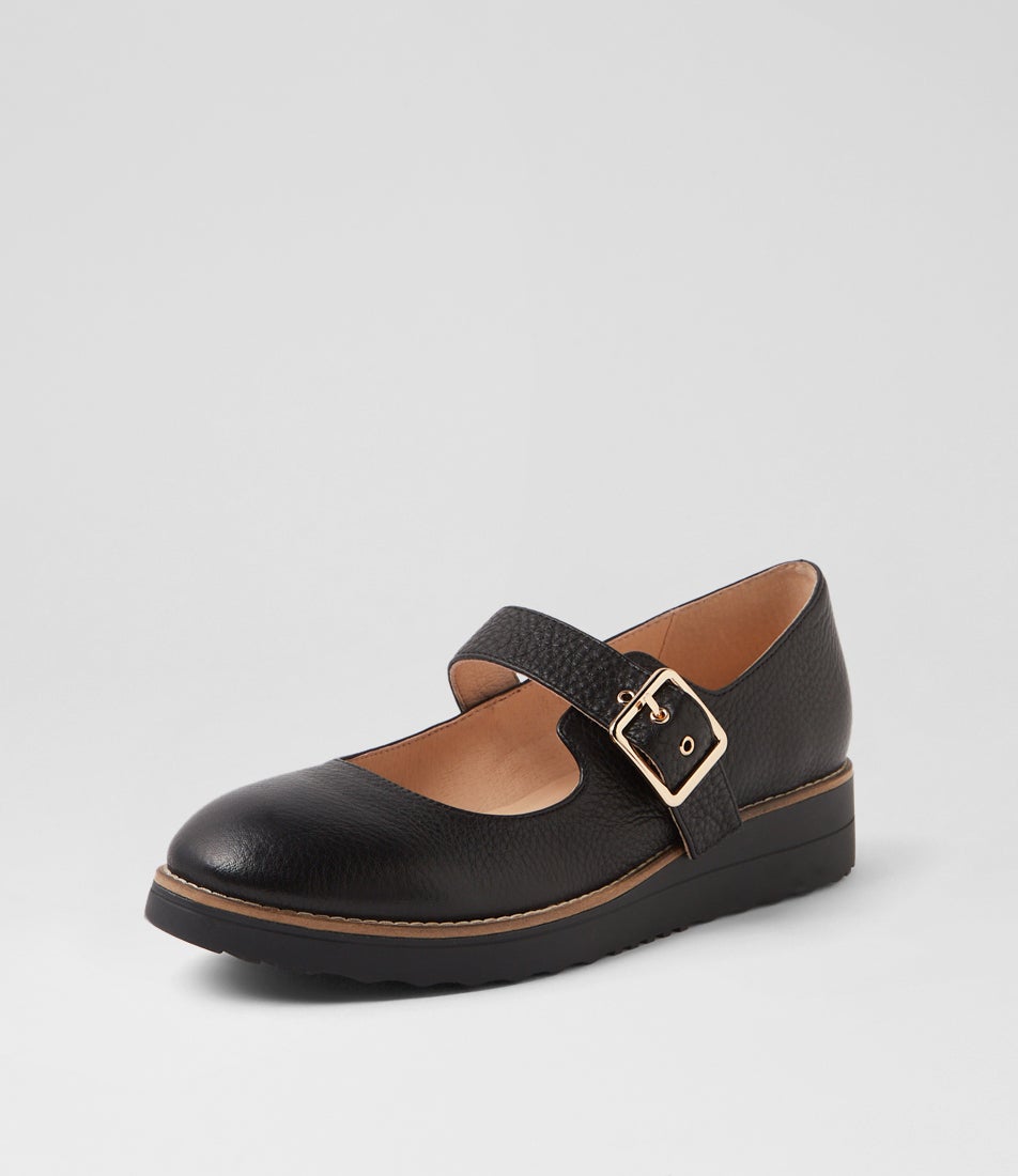 Ohgees Black Tumble Leather Flat Shoes
