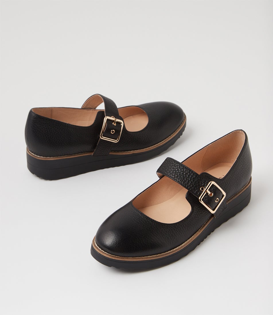 Ohgees Black Tumble Leather Flat Shoes