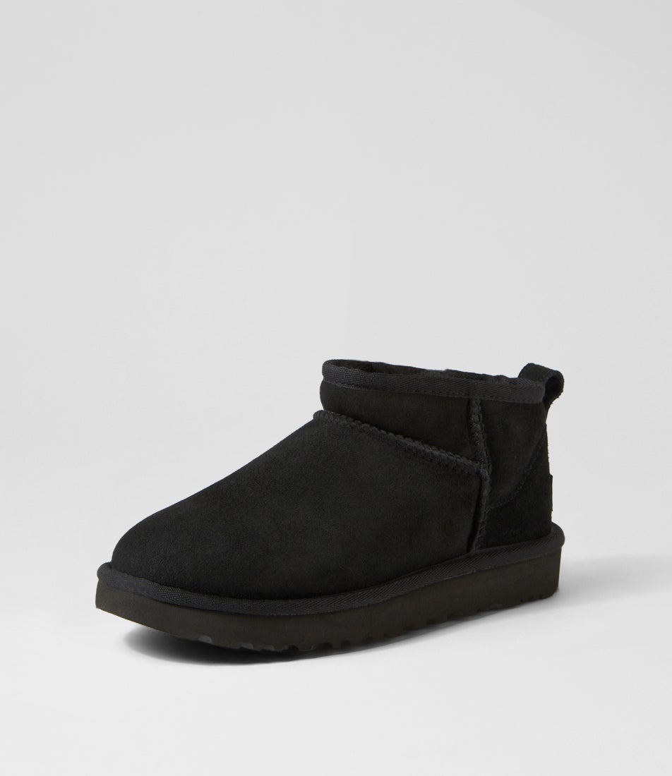 Ultra Mini Black Sheepskin Ankle Boots