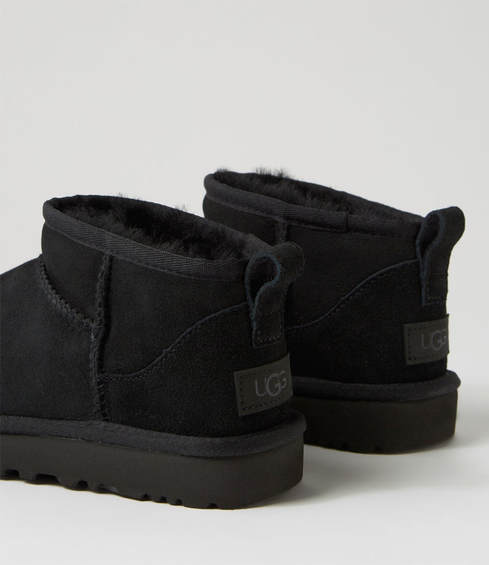 Ultra Mini Black Sheepskin Ankle Boots