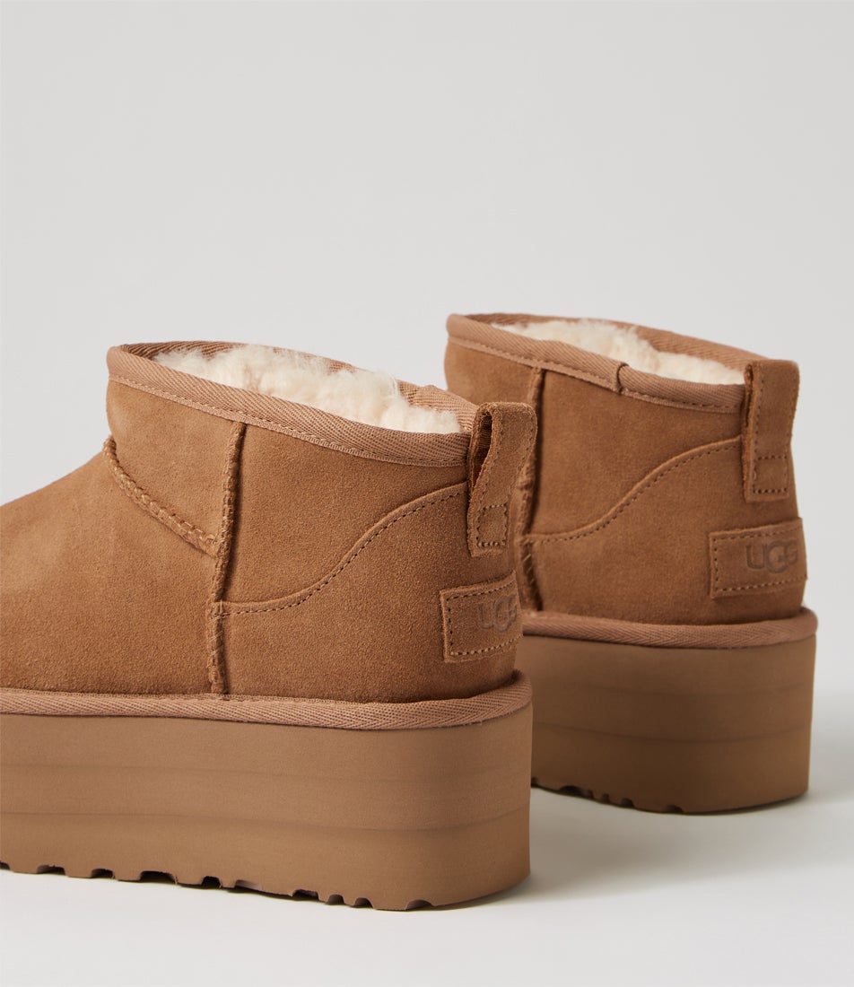 Ultra Mini Platform Chestnut Suede Ankle Boots