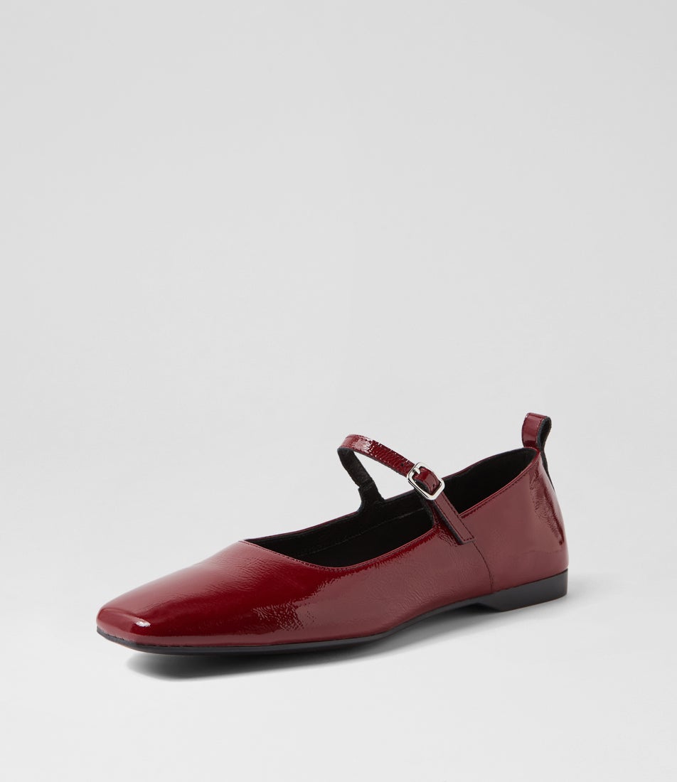 Delia Dark Red Patent Leather Ballet Flats