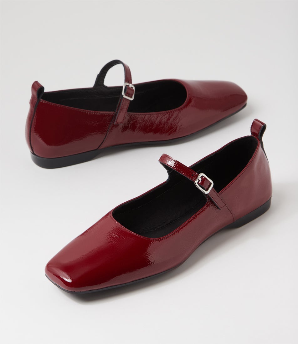 Delia Dark Red Patent Leather Ballet Flats
