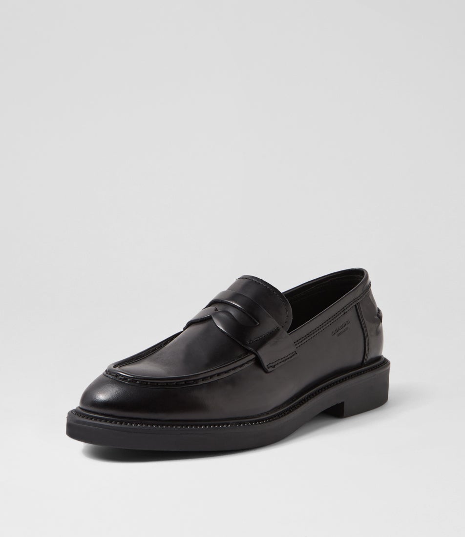 Alex W Black Leather Loafers