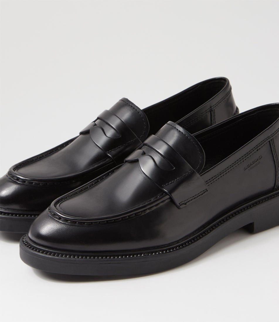 Alex W Black Leather Loafers