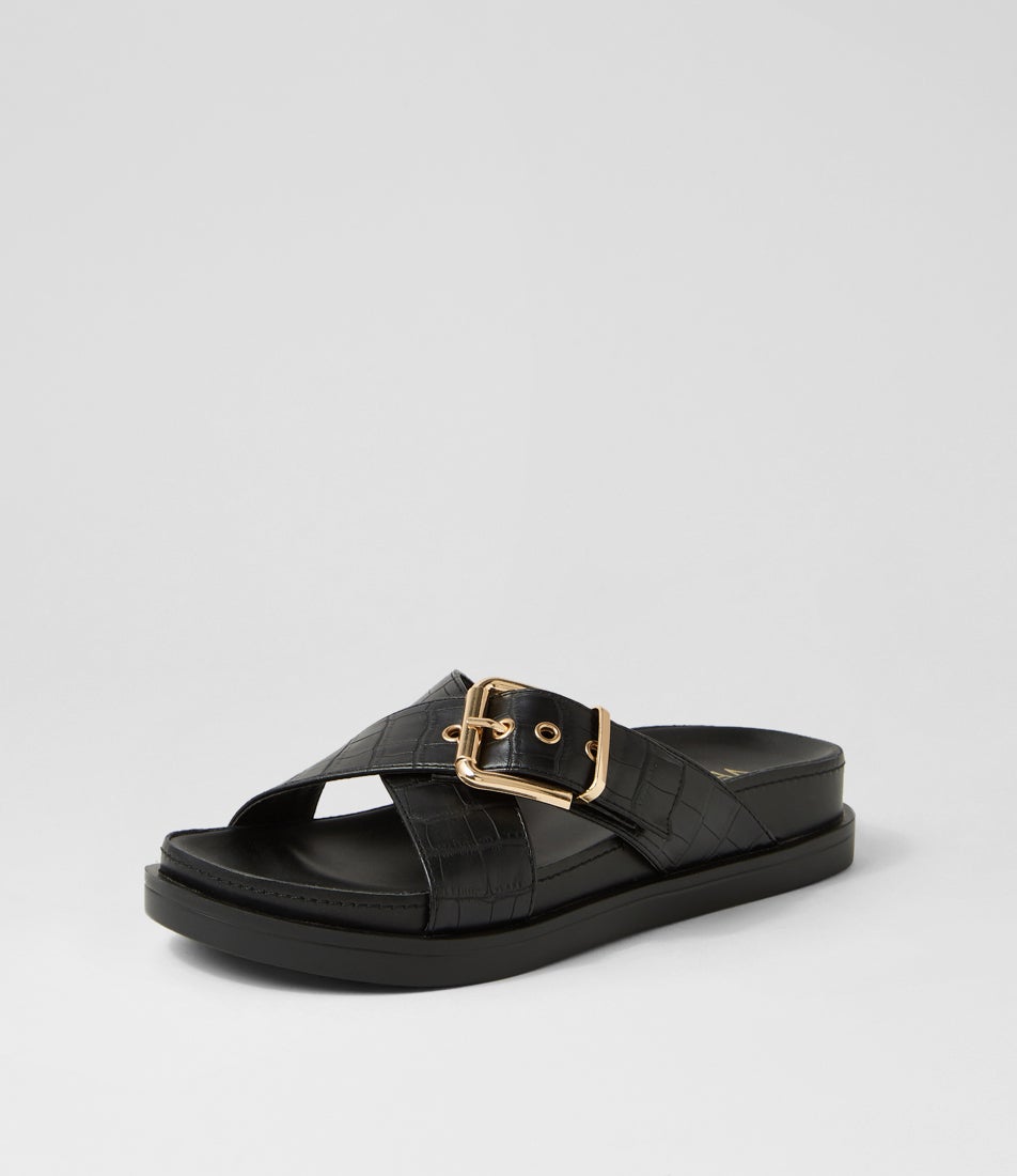 Oscar Black Croc Slides