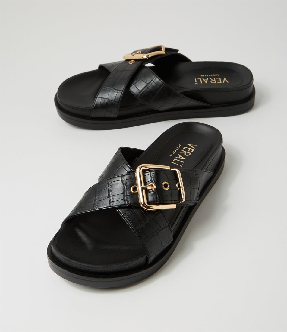 Oscar Black Croc Slides