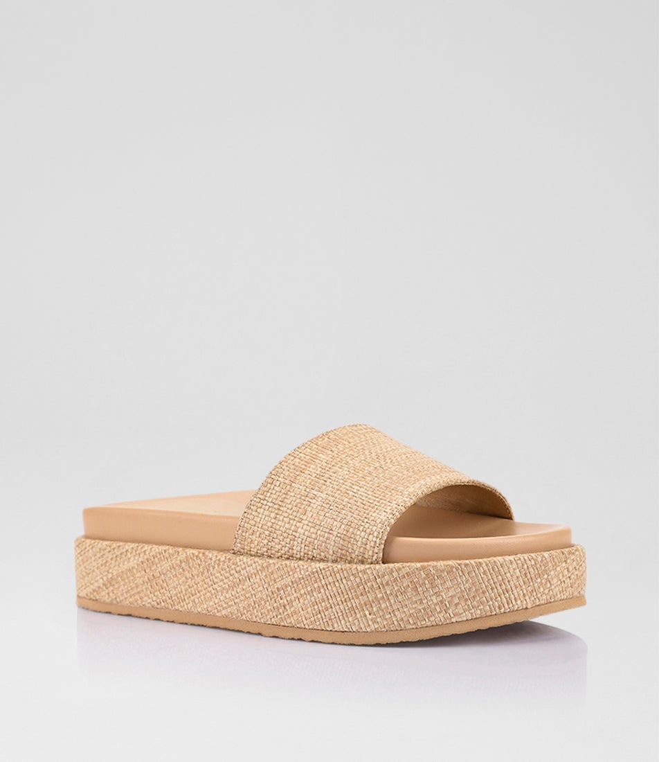 Romy Natural Raffia Slides