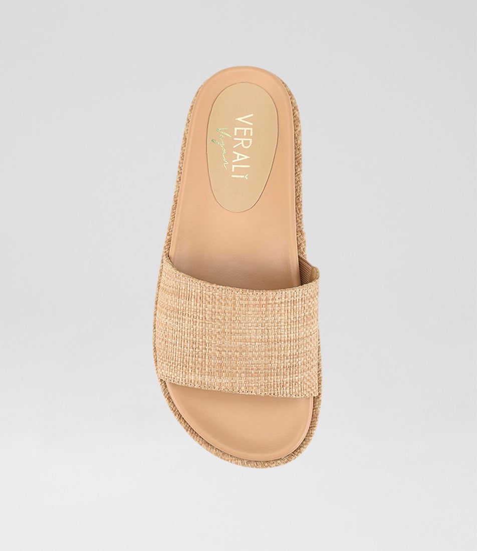 Romy Natural Raffia Slides