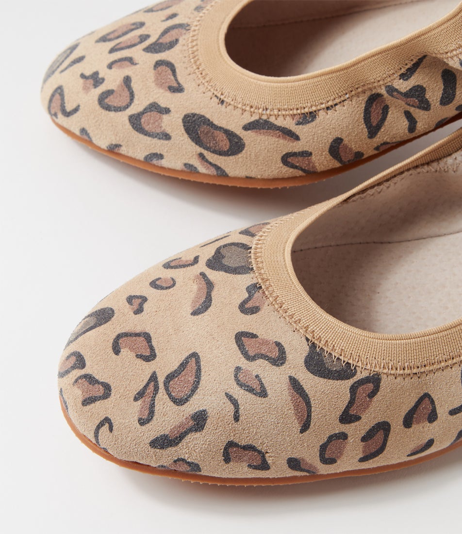 Ava Ballet Animal Safari Leopard Suede Ballet Flats